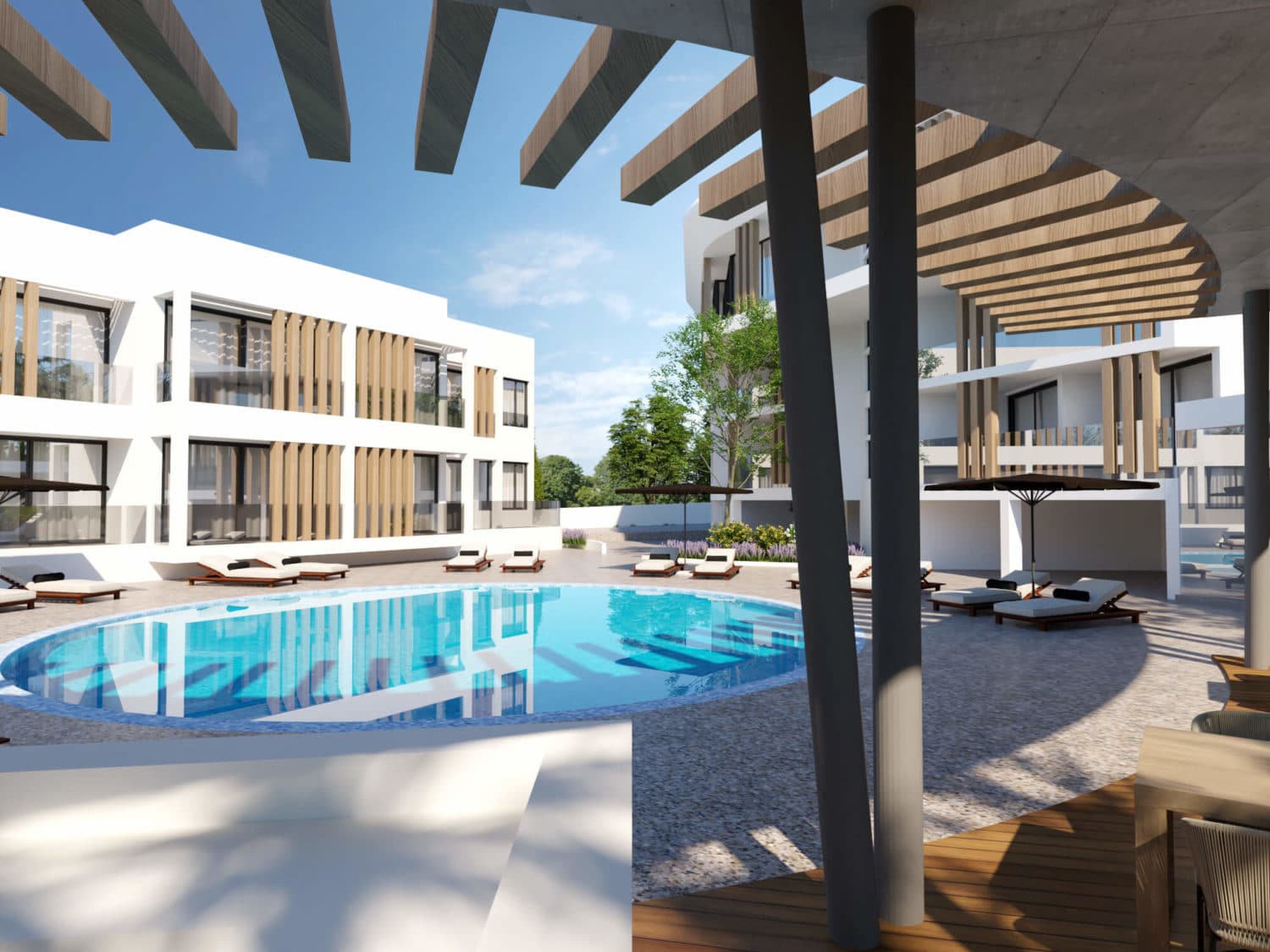 Apartments in a hotel complex with a swimming pool 1