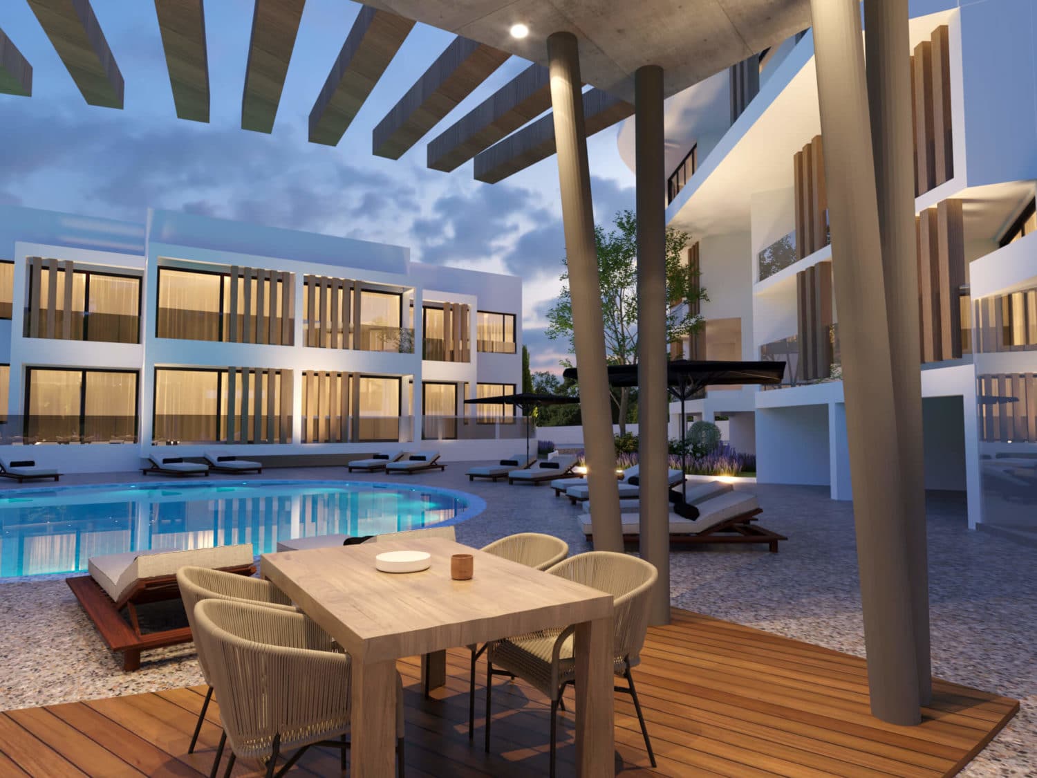 Apartments in a hotel complex with a swimming pool 12