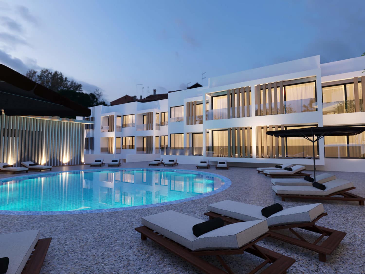 Apartments in a hotel complex with a swimming pool 13
